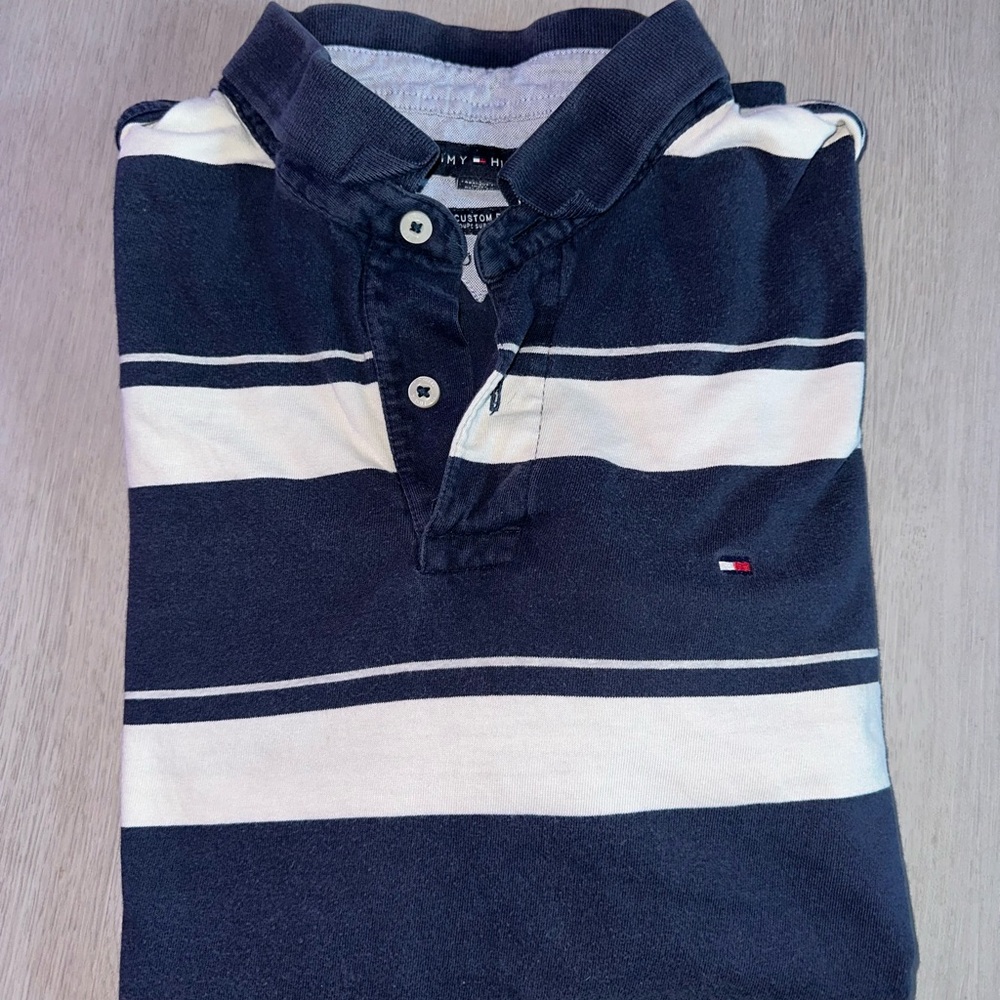 Tommy Hilfiger Striped Short Sleeved Polo Shirt - Large